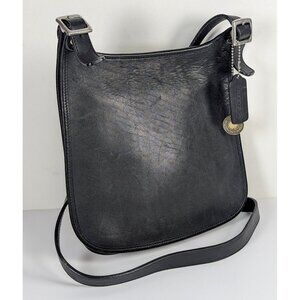 Vintage Coach 9131 Legacy Saddle Black Leather Flap Crossbody Shoulder Bag Purse